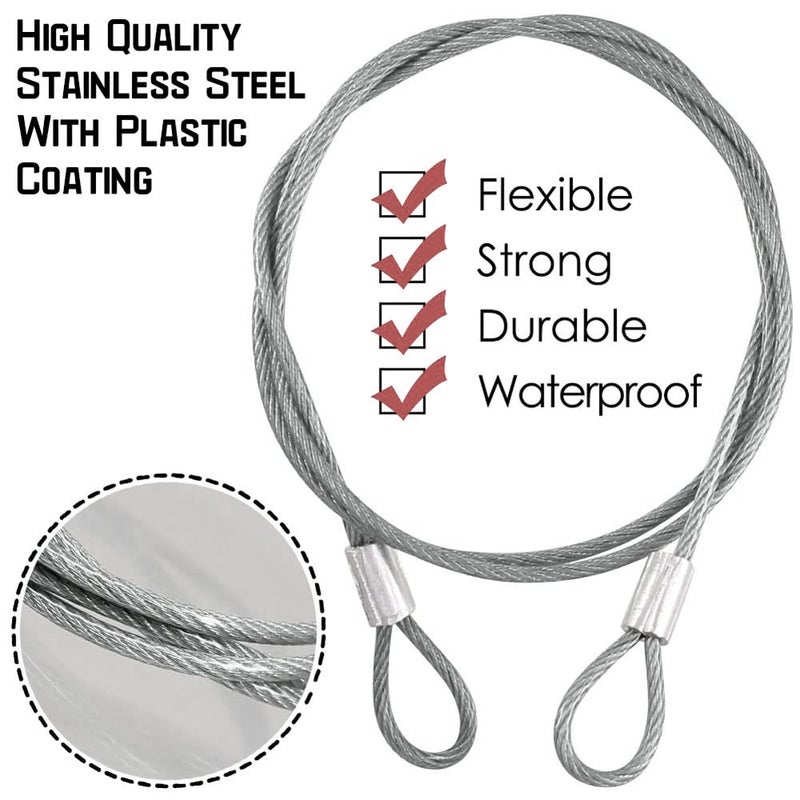 CKANDAY 20 Pack Safety Stainless Steel Tethers,Coated Security Tether Lanyard Kit Cable Wire Compatible with Sporting Camera All Editions,Action Camera Series Devices and Other Applicable Equipment, Silver - Image 3